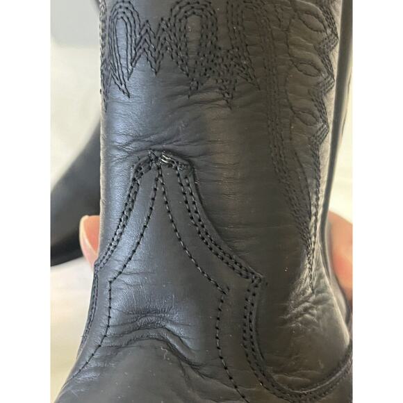 Men\'s Cowboy Classic Leather Boots Rodeo Bravo Black Piel Grasso Size‎ 6